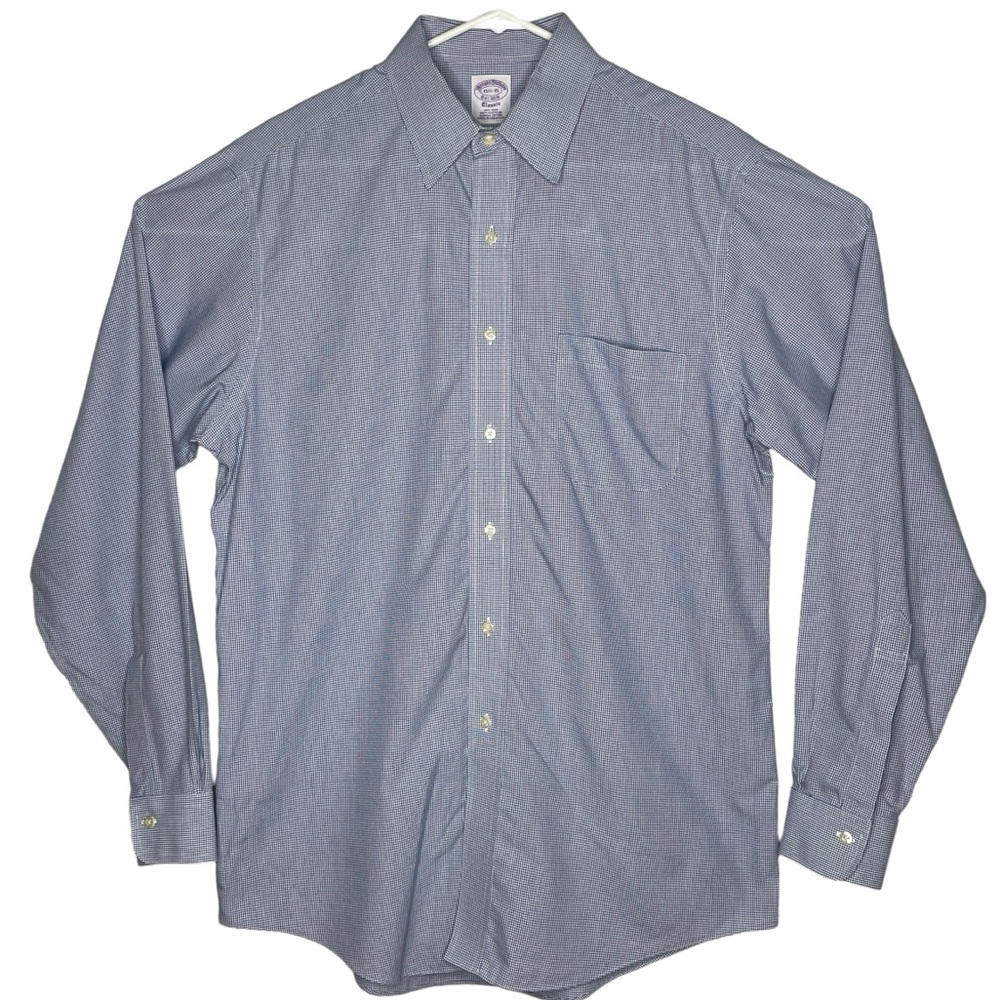Brooks Brothers Classic Dress Shirt Mens Size 15.5-35 100% Supima Cotton Blue